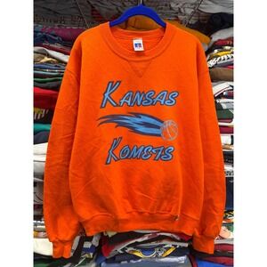 Vintage Russell Athletic Kansas Komets Basketball Sweatshirt Orange Mens Medium
